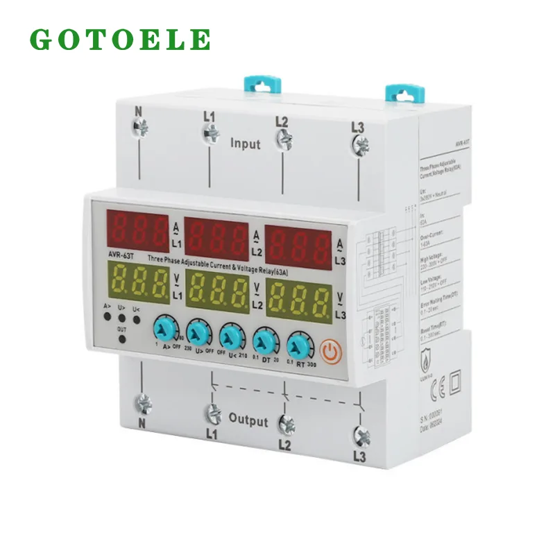 AVR-63T รีเลย์ป้องกันกระแสและแรงดันไฟฟ้าแบบปรับได้สามเฟส